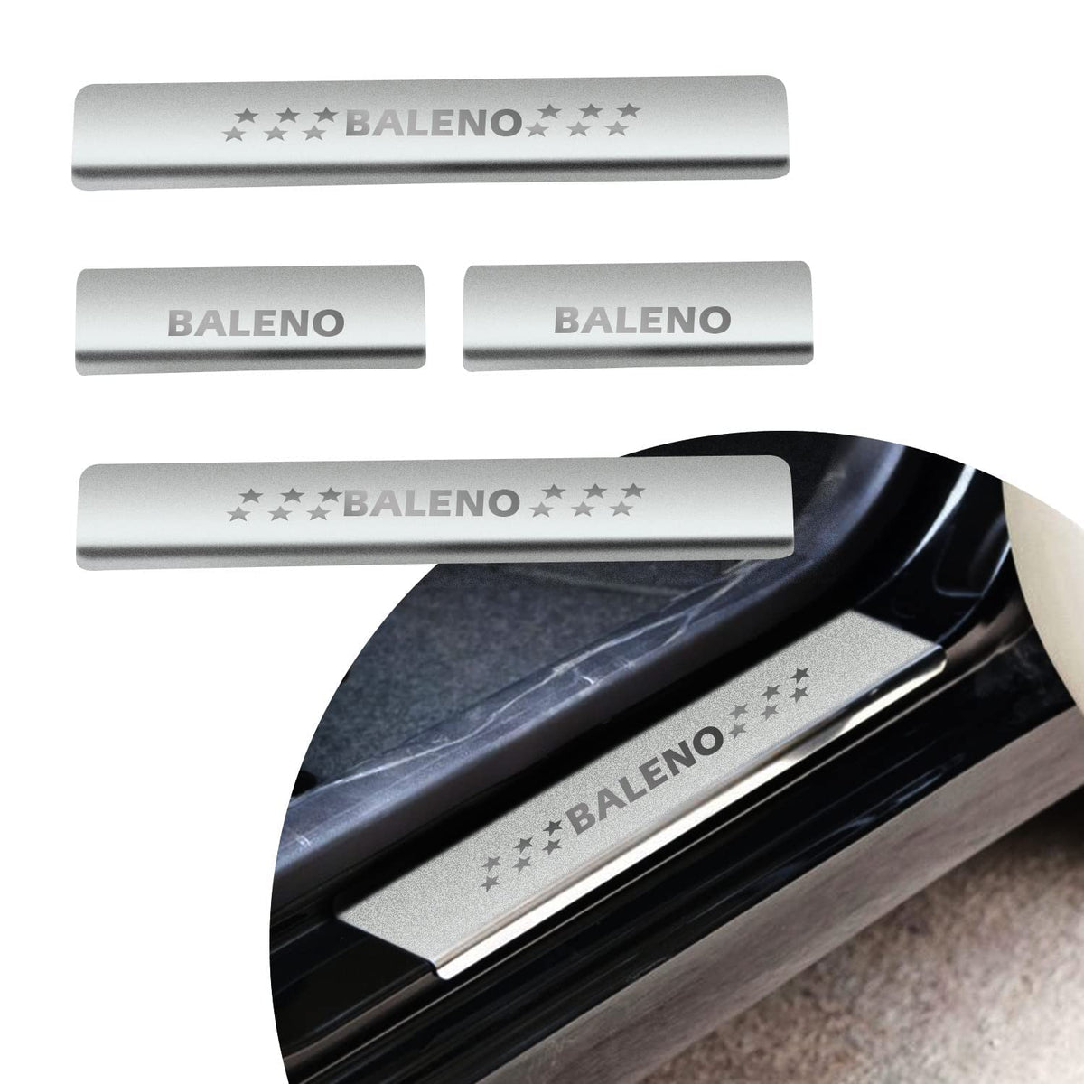 Baleno Door Sill Step Stainless Steel Plates 2022-2026 (Set of 4 Pcs)