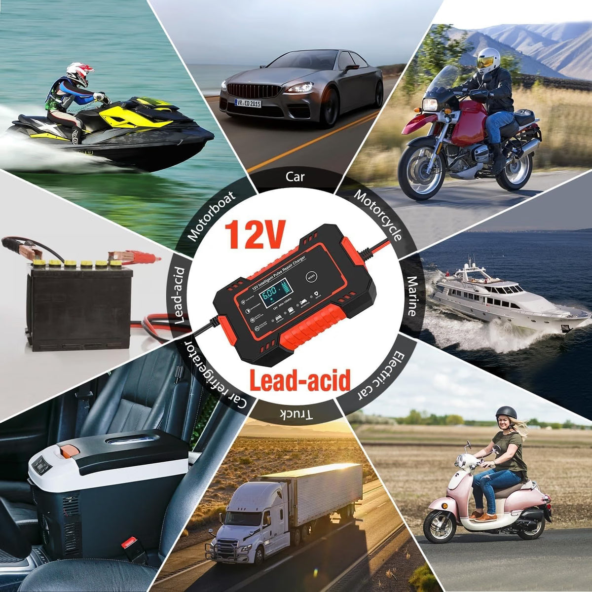 12V 6A Car & Bike Battery Charger – Intelligent Pulse Repair