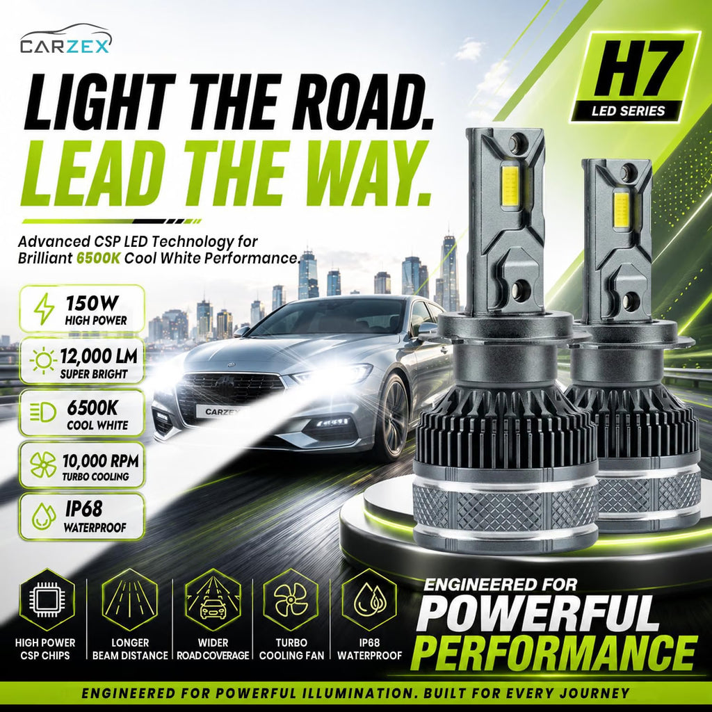 H7 Car Led Headlight Bulbs, 150W 12,000 Lumens Super Bright | Set Of 2