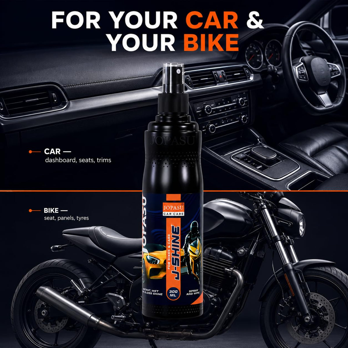 JOPASU J-SHINE Car & Bike Polish Mist Spray 300 ml